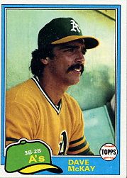 1981 Topps Baseball Cards      461     Dave McKay RC